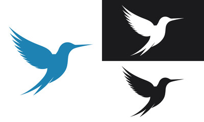 Minimalist Hummingbird silhouette vector Logo