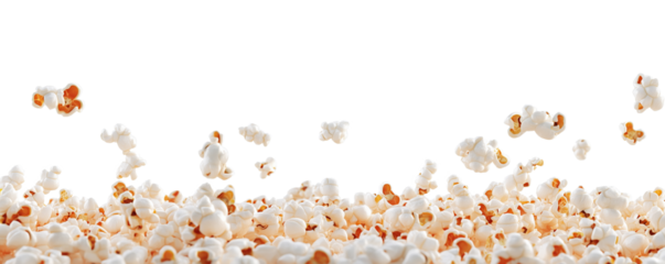 puffed corn kernels popcorn isoated on white background
