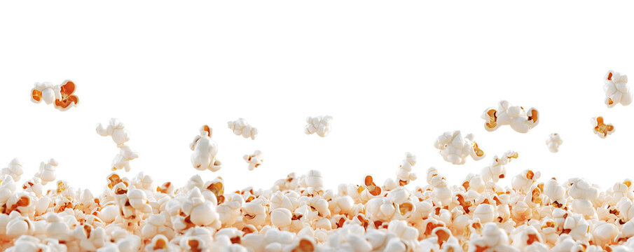 puffed corn kernels popcorn isoated on white background