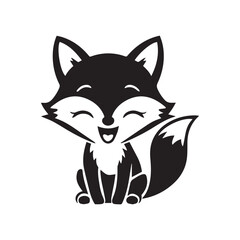 Black and White cute cartoon field mouse simple line illustration