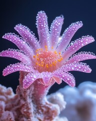Fototapeta premium A stunning macro image of a daisy flower with sparkling water droplets, capturing the freshness of nature in high detail