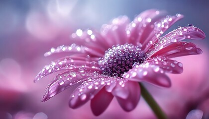 Fototapeta premium A stunning macro image of a daisy flower with sparkling water droplets, capturing the freshness of nature in high detail