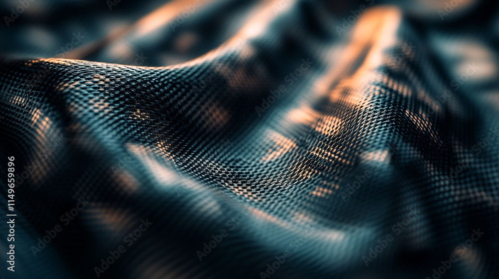 Poster close-up view of textured fabric reflecting light in an artistic manner.