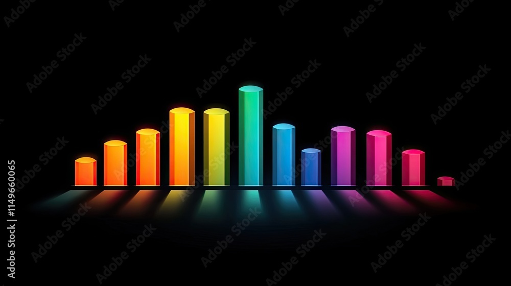 Poster colorful sound wave visualization with bars in spectrum gradients