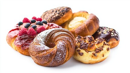 Delicious Bakery Treats Displayed on White Background