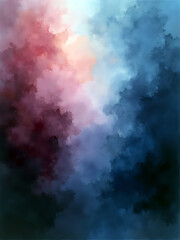 Obraz premium Watercolor Background In Hazy Contrast Style For Artistic Projects, blending dark cobalt blue, dusky violet, and shadowy black