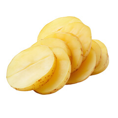 potato slice isolated on white background clipping path