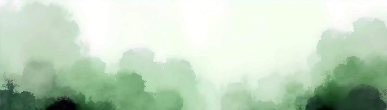 Watercolor Background In Flowing Style, Sea Green Bottom Third, Ample Copy Space