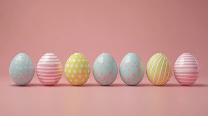 Obraz premium Colorful Easter Eggs Arrangement on Soft Pink Background