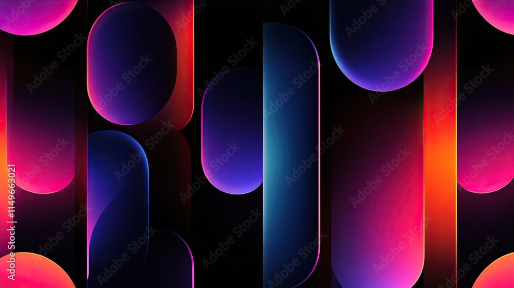Aufkleber abstract colorful shapes on dark background for modern design use