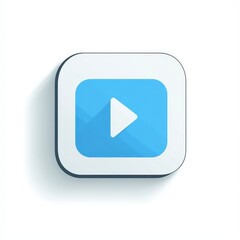 A blue square with a white arrow pointing to the right. The arrow is labeled "play" and the square is labeled "YouTube"