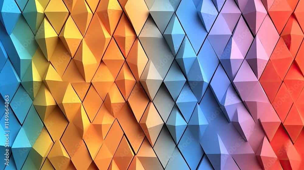 Poster colorful geometric texture with triangular patterns and shadows