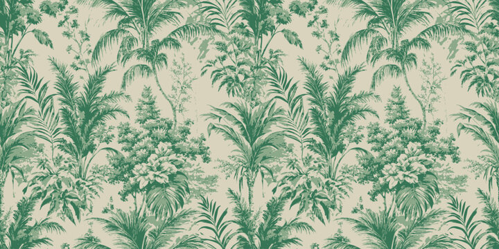 Tropical green foliage pattern evoking a serene and lush atmosphere.