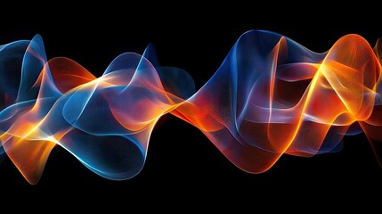 Vibrant Abstract Waves of Light in Orange and Blue Colors