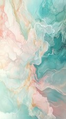 Fototapeta premium A painting of a blue and pink swirl with gold accents. The colors are vibrant and the brushstrokes are bold. The painting evokes a sense of movement and energy, as if the colors are dancing together