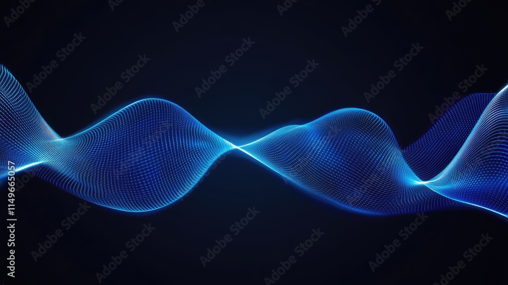Poster abstract blue wave patterns with light effects on dark background