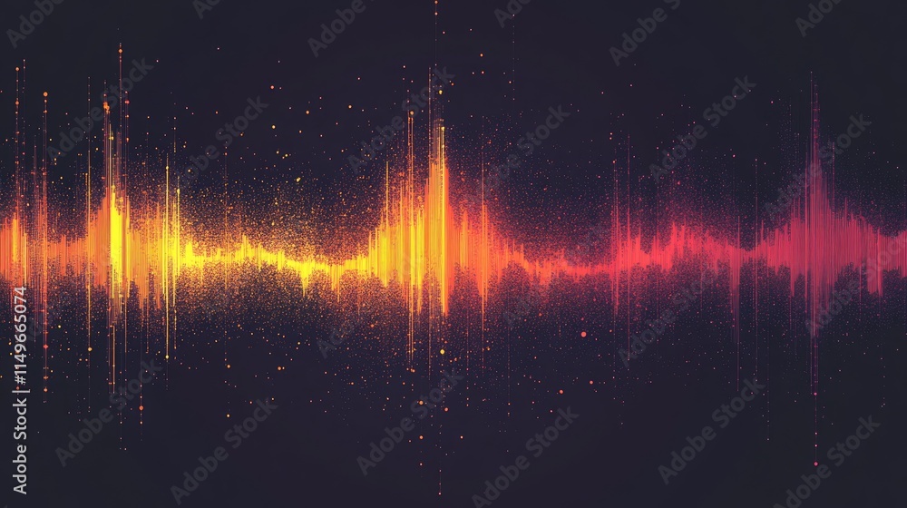 Poster colorful audio waveform visualization with particles and gradient effect