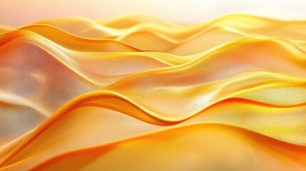 Fototapeta premium Elegant Flowing Yellow Fabric Waves with Soft Light Effects
