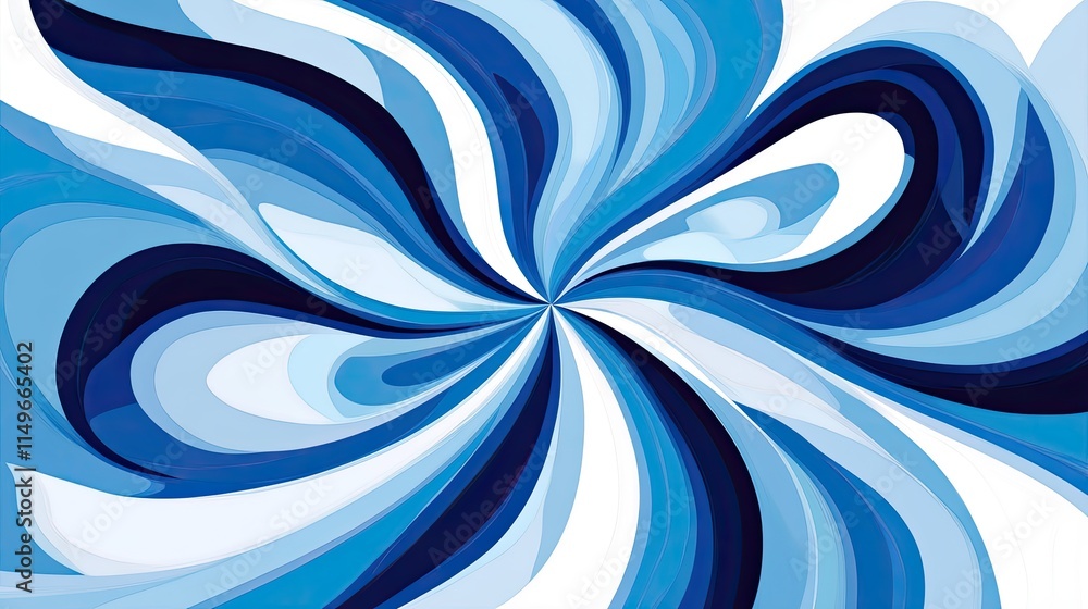 Aufkleber abstract blue swirl design with fluid shapes and curved patterns