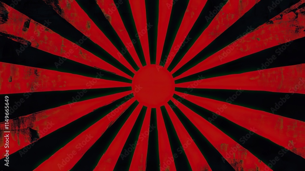 Poster red burst pattern background with stripes and center circle design