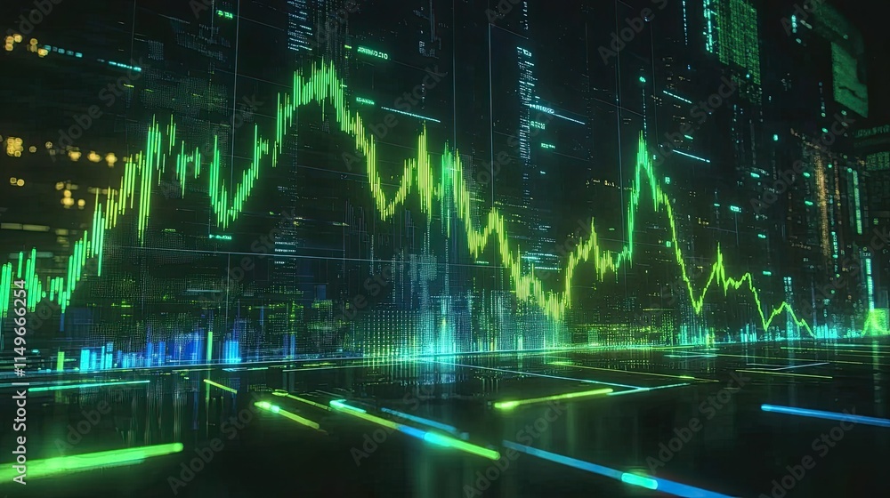 Aufkleber abstract stock market chart with colorful data visualization effects