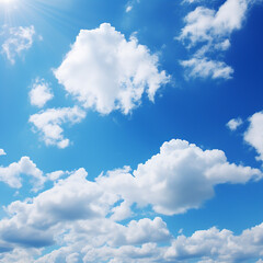 Obraz premium 青い空と太陽と白い雲 Generative AI