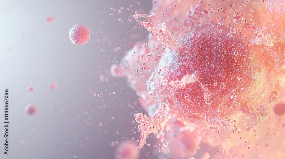 Poster colorful abstract representation of cell structures and biological elements in a molecular environme