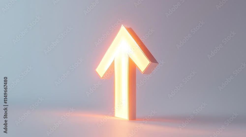 Poster 3d glowing arrow pointer symbolizing growth, direction, and progress in minimalistic style