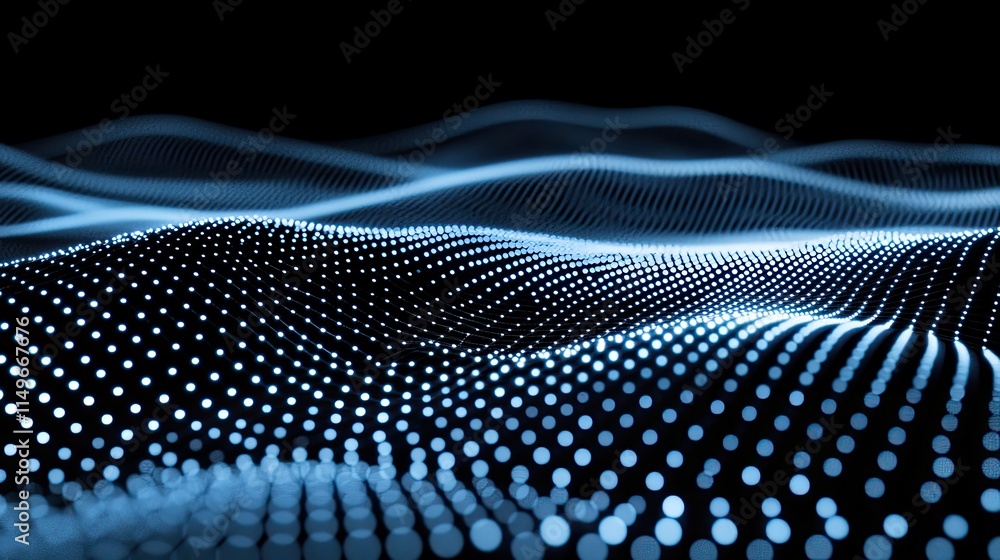 Aufkleber abstract blue wave visualization of digital data representation