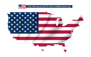 USA Map Silhouette with American Flag