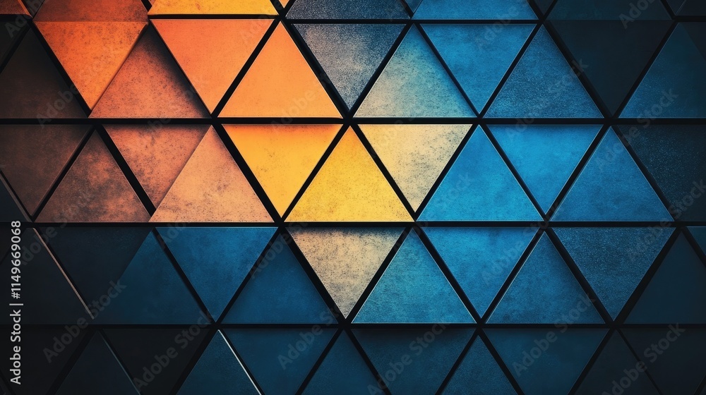 Poster geometric pattern with colorful triangles in bold modern design