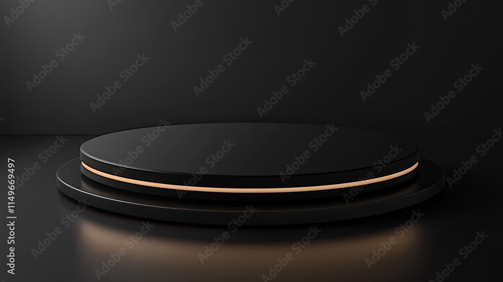 Poster minimalist black display platform with soft ambient lighting
