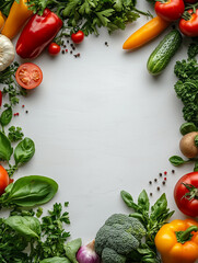 A bountiful harvest of fresh, vibrant fruits and vegetables on white background.