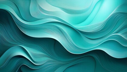 Generated image Abstract turquoise artwork featuring soft, curved, and layered textures