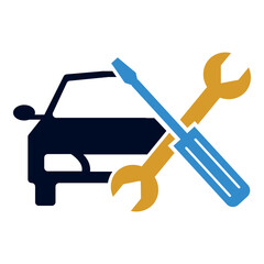 Car service icon, car repair icon, colorful car service, auto repair and maintenance icon vector in trendy flat style illustration isolated on white background. 