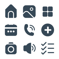 Web application interface icon collection. Isolated on transparent background. stock illustration
