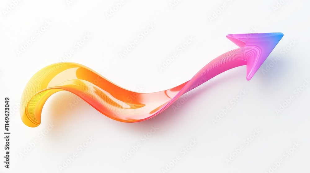 Poster dynamic colorful arrow symbolizing growth and progress in a modern minimalistic style