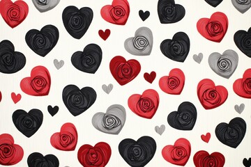 Elegant Monochrome Valentine Patch with Roses & Heart on White