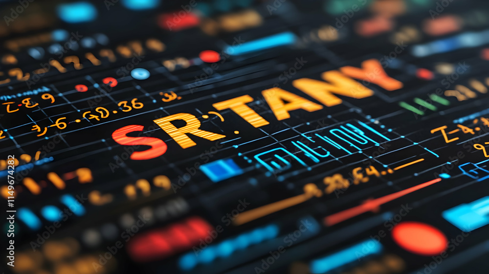 Poster abstract digital design featuring text and colorful graphical elements.