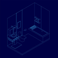 Bathroom Isometric contour Vector illustration