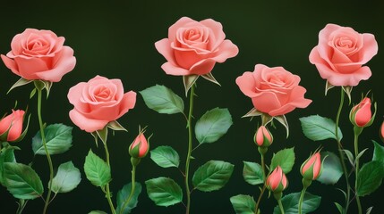 Obraz premium Beautiful Pink Roses Displaying Elegance and Natural Beauty