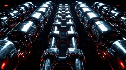 Fototapeta premium A detailed illustration depicting a square frame composed of thick interlocking metal chains, with smooth surfaces reflecting light, rough textures, shadows, and depths, showcasing an industrial style