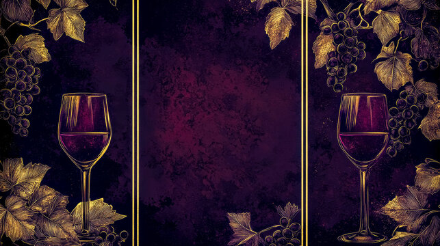 Elegant wine tasting event invitation with burgundy and gold design