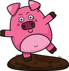 cute cartoon pig character on white background illustration