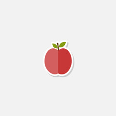 Apple fruit icon sticker isolated on gray background