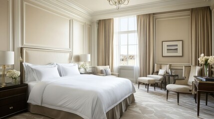 Serene Luxury Bedroom with Elegant Decor and Natural Light