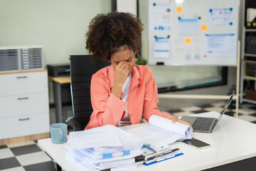 Business woman are under stress from working for poor work, failed work.