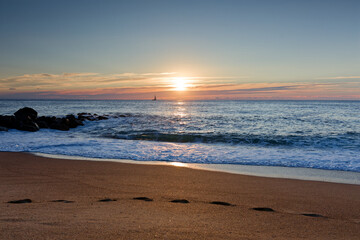 Coucher de soleil sur l'océan Atlantique depuis Capbreton