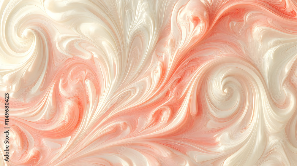 Poster abstract swirls of soft peach and cream colors create a fluid, artistic texture.