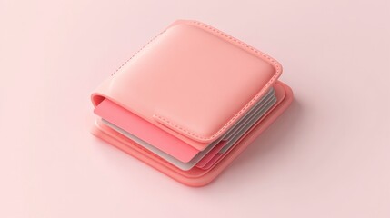 Pink Clay Wallet with Credit Cards - Minimalist Design